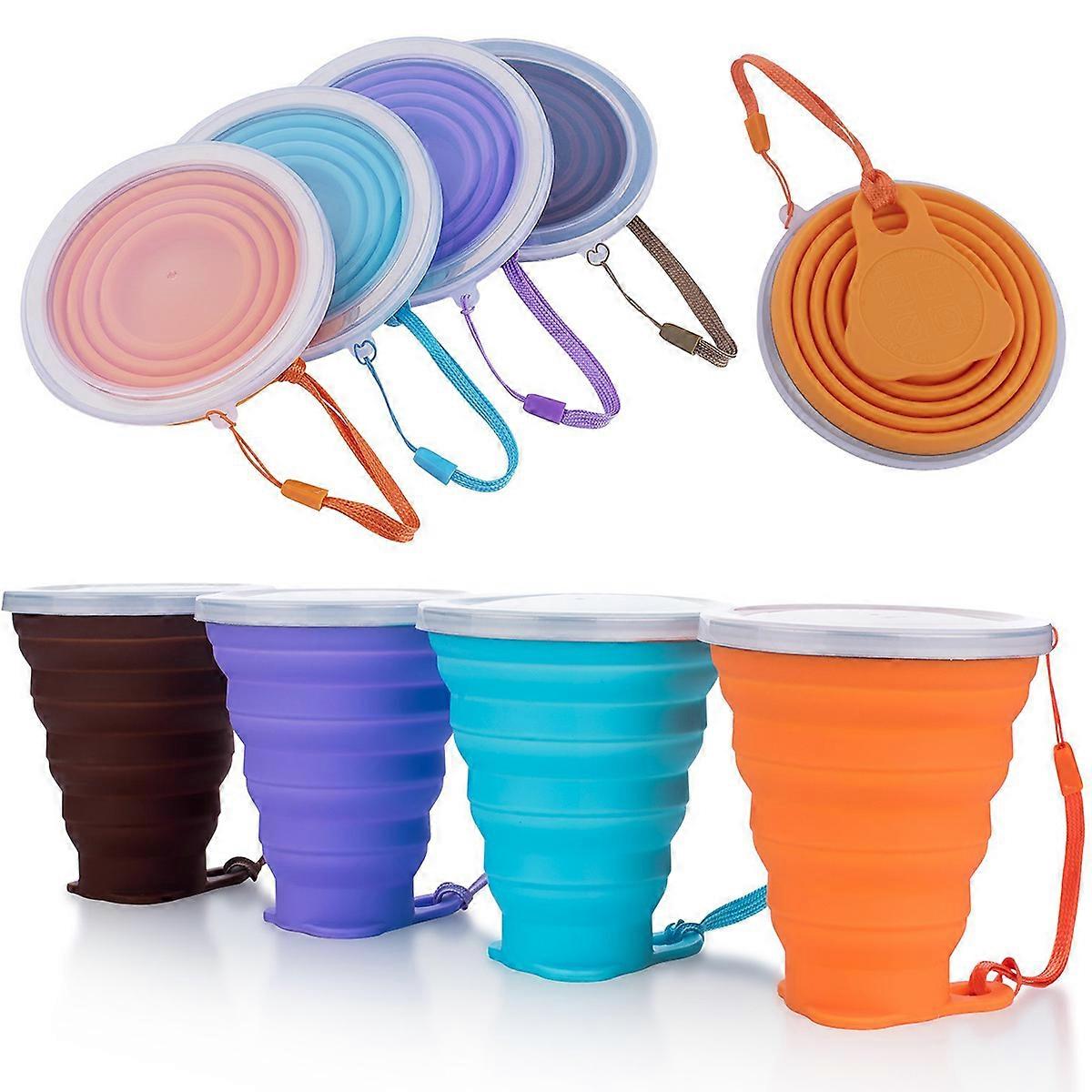 Collapsible Silicone Cup,Portable cup with Lids, Larger Capacity 4Packs