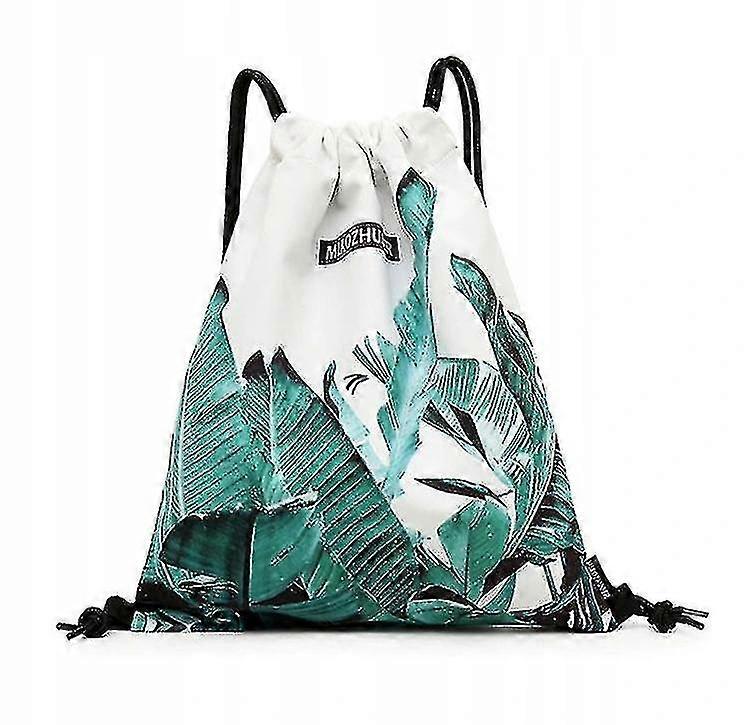Drawstring Bag Waterproof with Leaves Pattern, Unisex Backpack for Gym, Shopping, and Sports