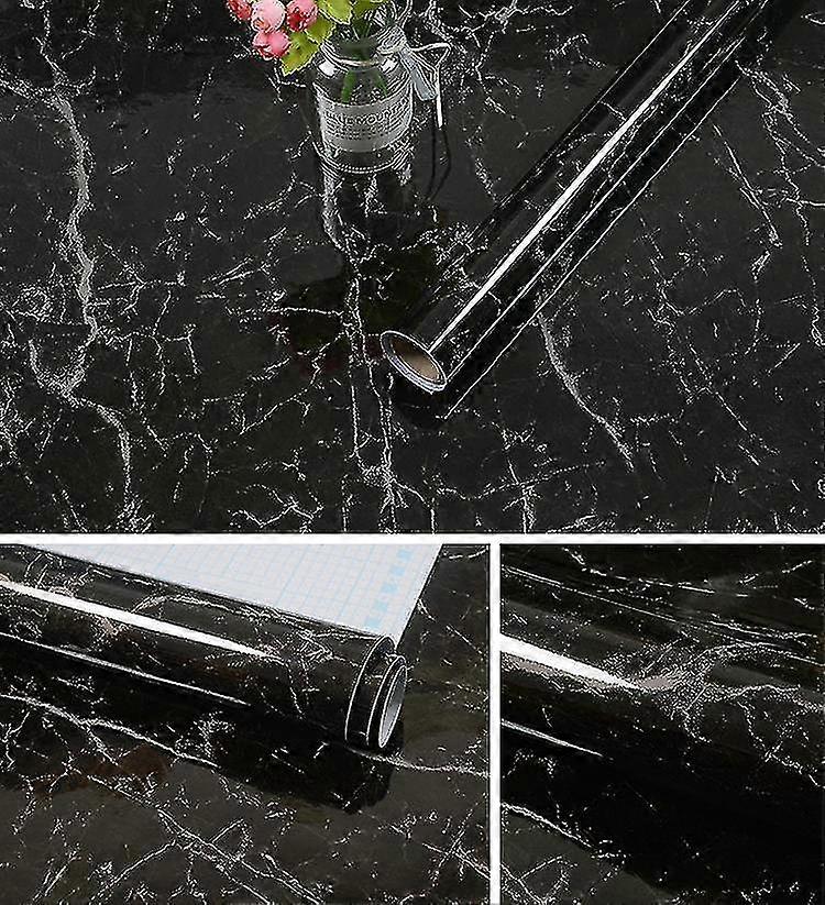 Black Marble Peel and Stick Wallpaper - Kitchen and Bathroom Counter Covers, Granite Contact Paper