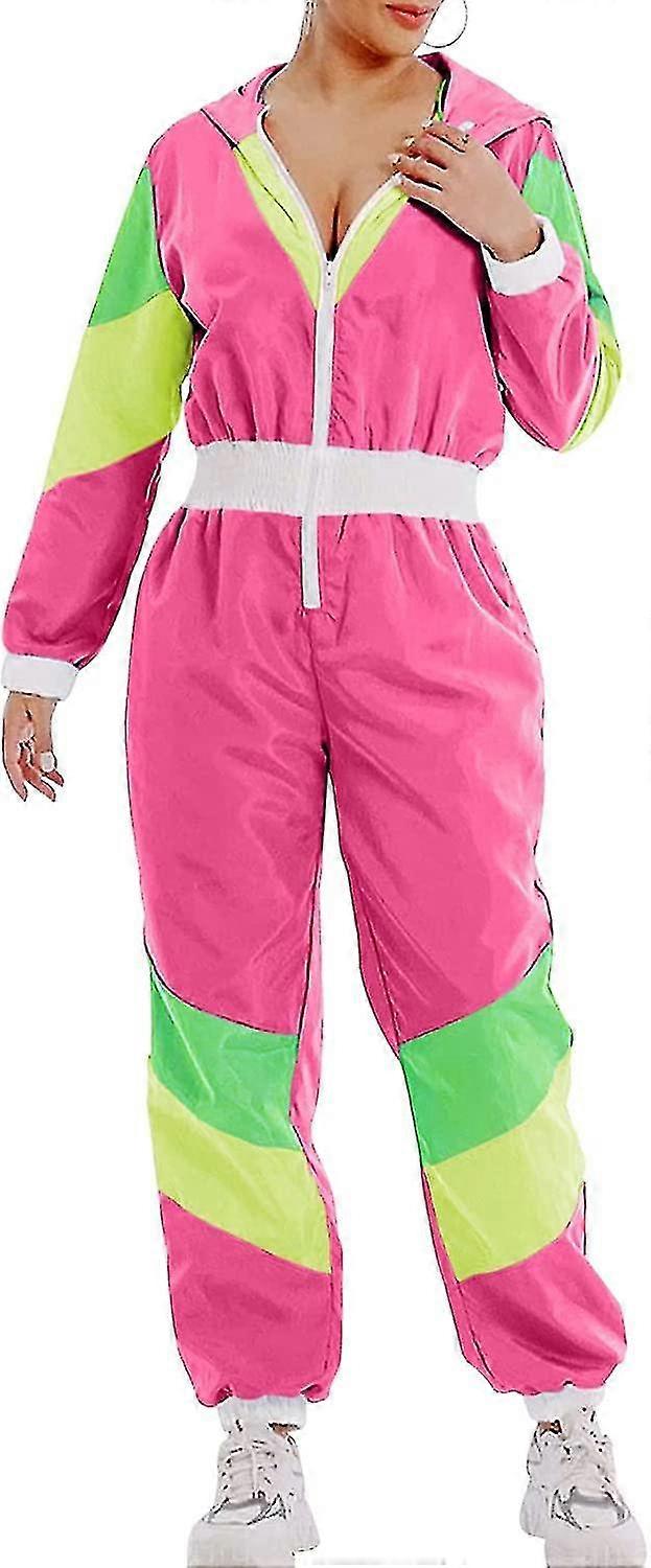 Giacca a vento monopezzo Color Block da donna Tuta con elastico in vita a maniche lunghe con zip frontale con cappuccio