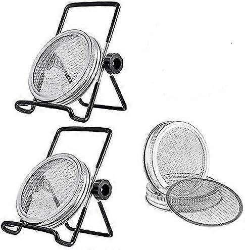6pcs Sprouting Lids Kit With 4pcs Sprouting Lid Stainless Screen And 2pcs Germination Holders(black)