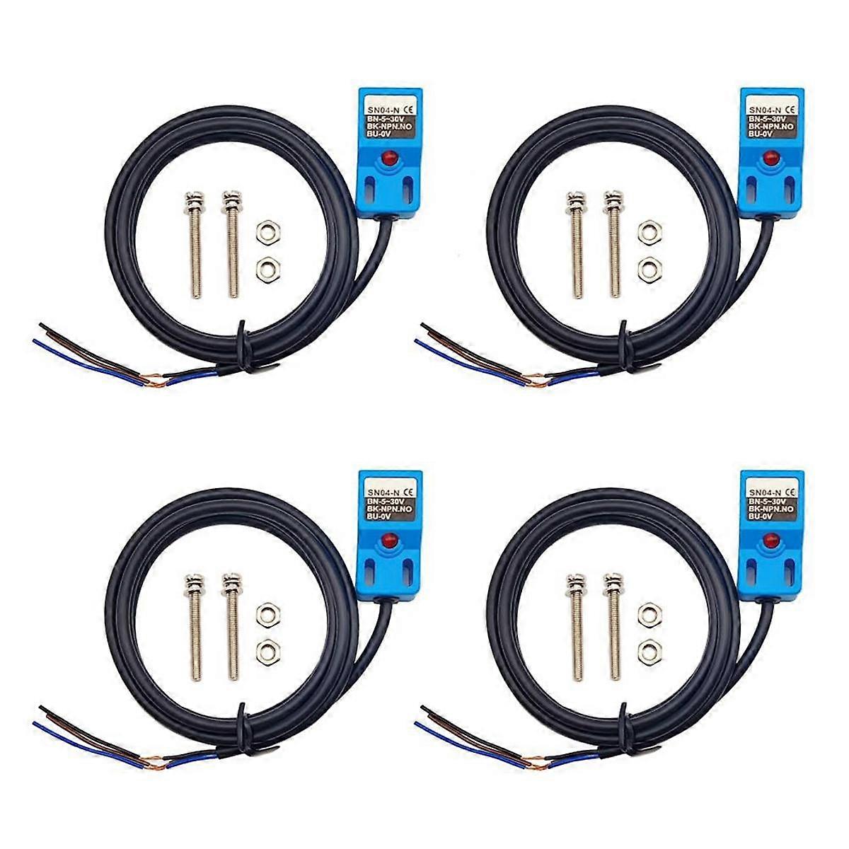 Inductive Proximity Sensor SN04-N Normally Open Detection Approach Switch NPN NO with TL PL SN Bracket (4 Pack)