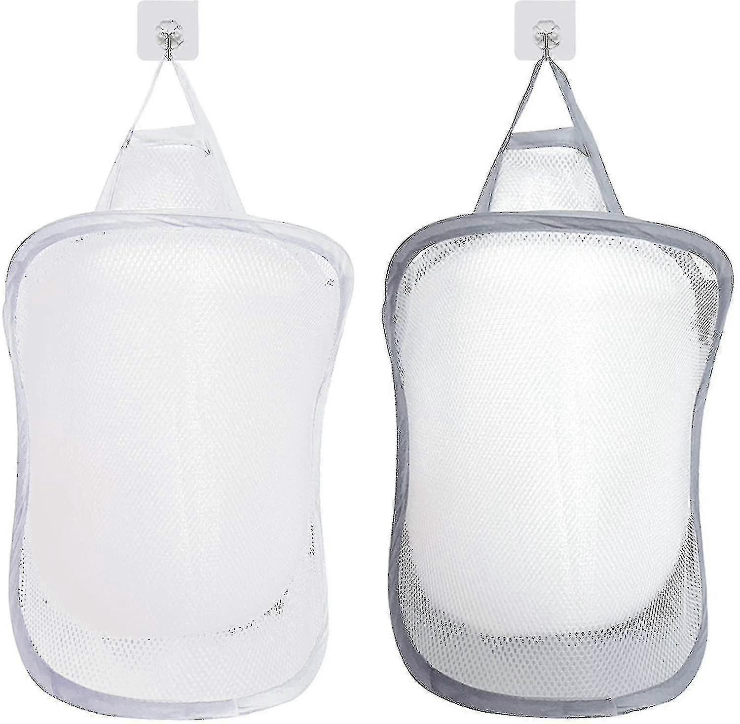 2 Piece Mesh Laundry Basket, Foldable Hanging Laundry Bag