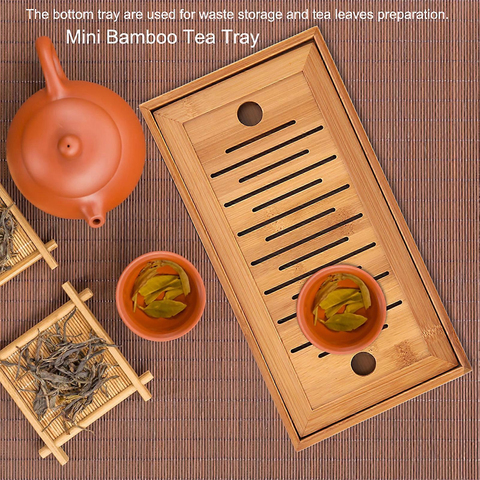 Bamboo Mini Tea Serving Tray for Chinese Gongfu Tea Home Office Table