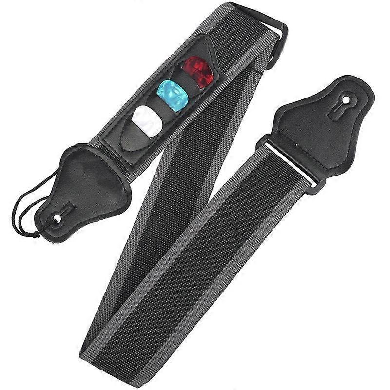 Tiger Guitar Strap with Pick Holders - Black