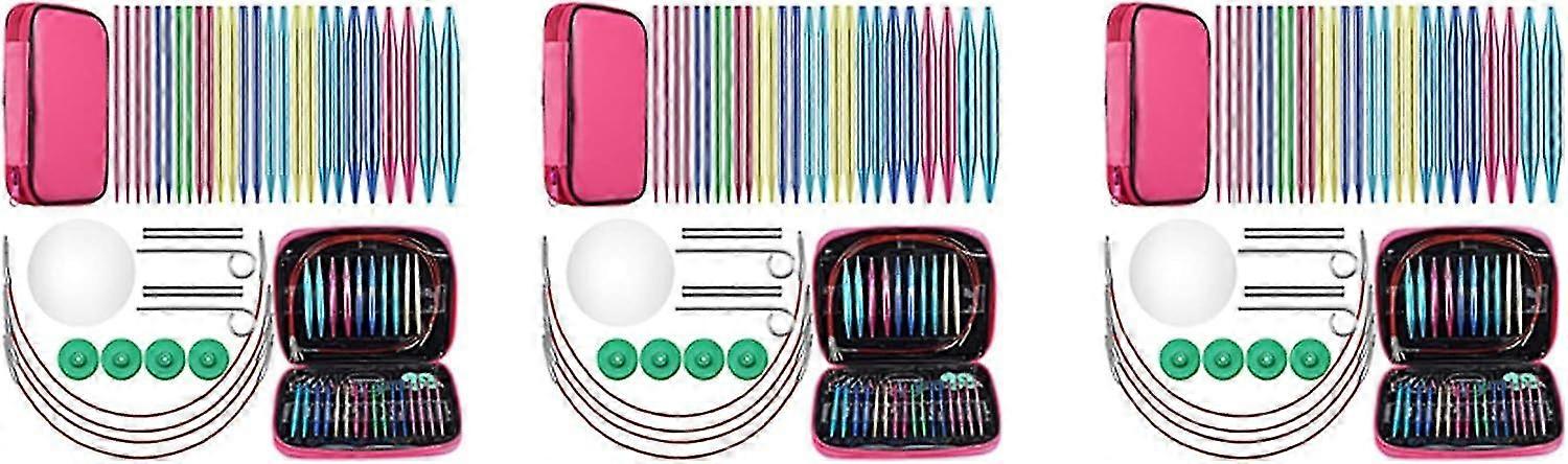 13 Size 78 Pieces Aluminum Interchangeable Circular Knitting Needle Set