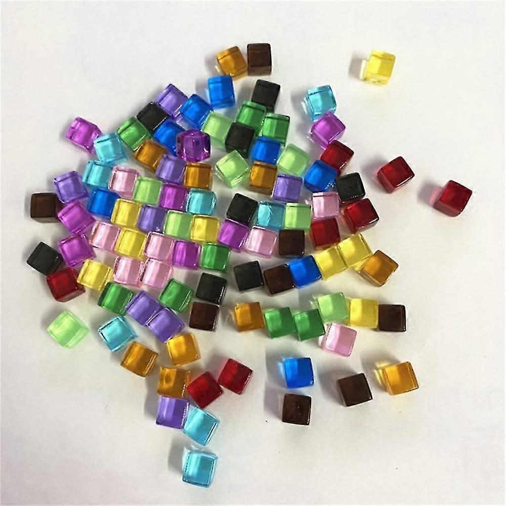 100pcs/set 8mm Clear Cube Colorful Crystal Square Corner Transparent Dice Chess Piece Right Angle For Board Game