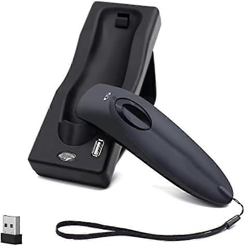 Wireless Bluetooth Barcode Scanner with Charging Base - Handheld USB Barcode Reader, Vibration Alert