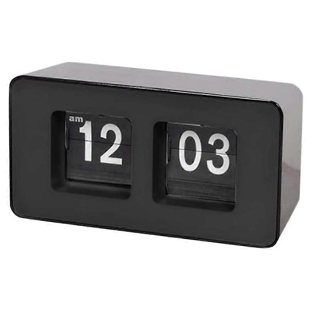 Automatic Flip Clock,Classic Retro Clock,Digital Desk Table Page Down Clock,compatible with Bedroom(Black,1 PCS
