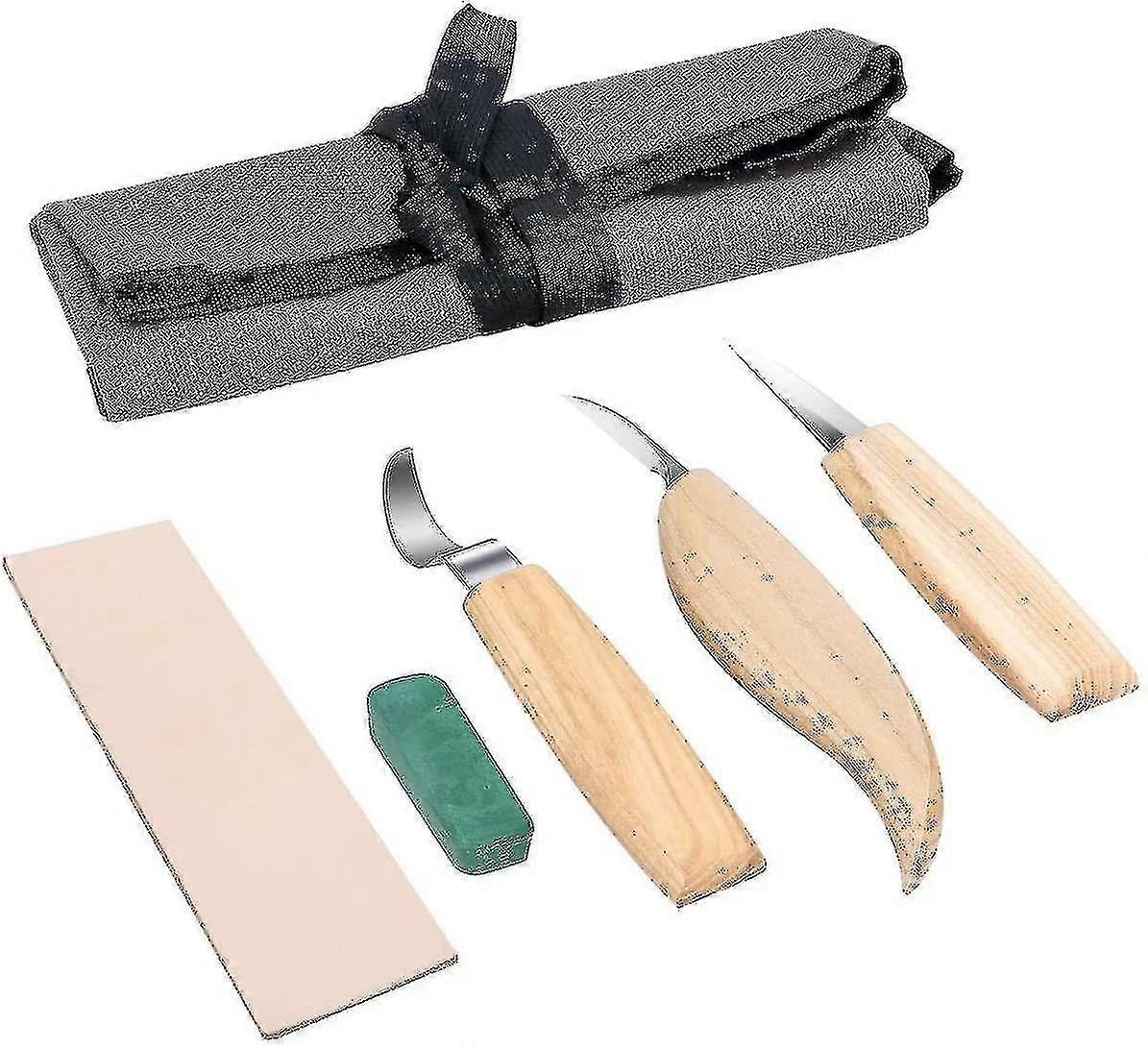 5 في 1 مجموعة أدوات نحت الخشب ، أدوات نحت الخشب ، 3 طقم سكين نحت الخشب ، سكاكين نحت شفرة الفولاذ المقاوم للصدأ