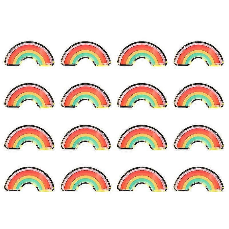 16pcs Rainbow Paper Plates