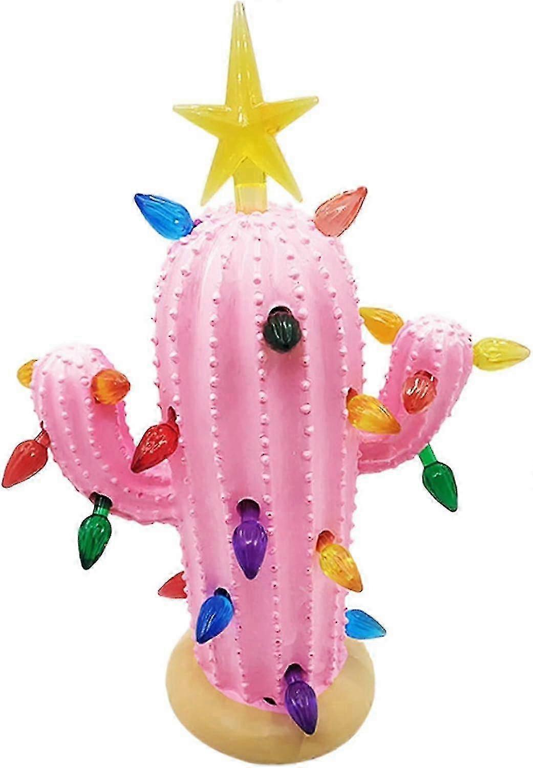 Cactus Christmas Tree with Lights Lighted Resin Ceramic Christmas Tree Vintage Christmas Cactus Decor Light Up Christmas Tree Cactus compatible with X