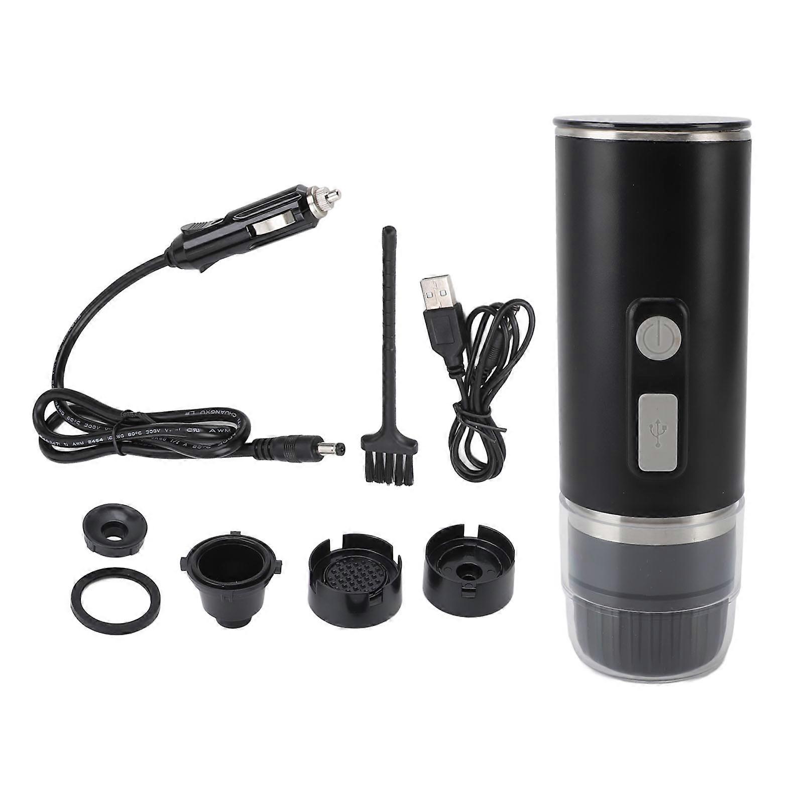 Cafeteira elétrica portátil com função de aquecimento Cafeteira de carro de 15 bar compatível com cápsulas de café Café moído para viagem Camping Home