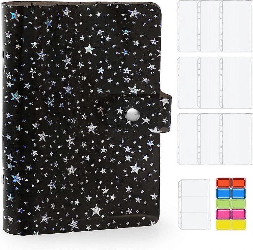 A6 Budget Binder, 6 PVC Refillable Rings with 9 Pockets/1 Binder Card/1