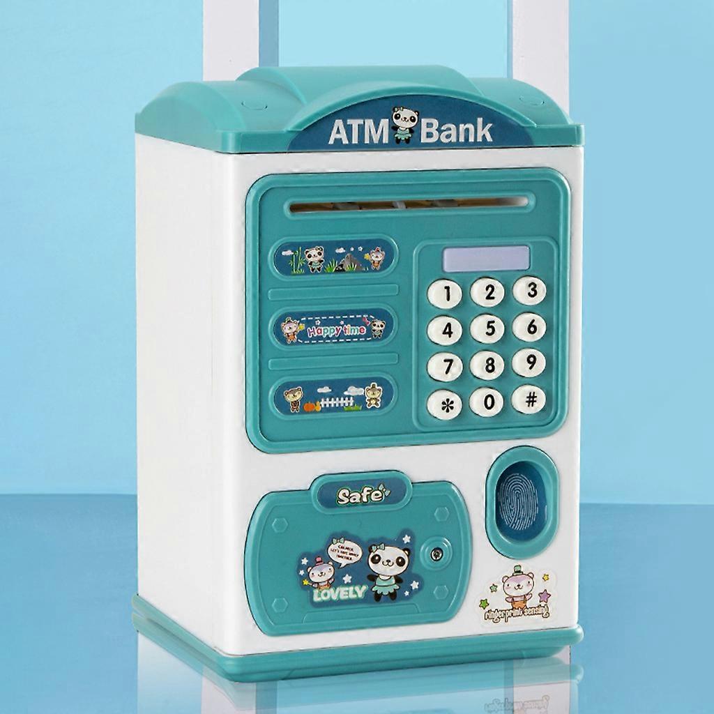 Mini ATM Machine Children's Electric Piggy Bank Simulation Fingerprint Lock Automatically Rolling Money Password Lock Safe Boxes