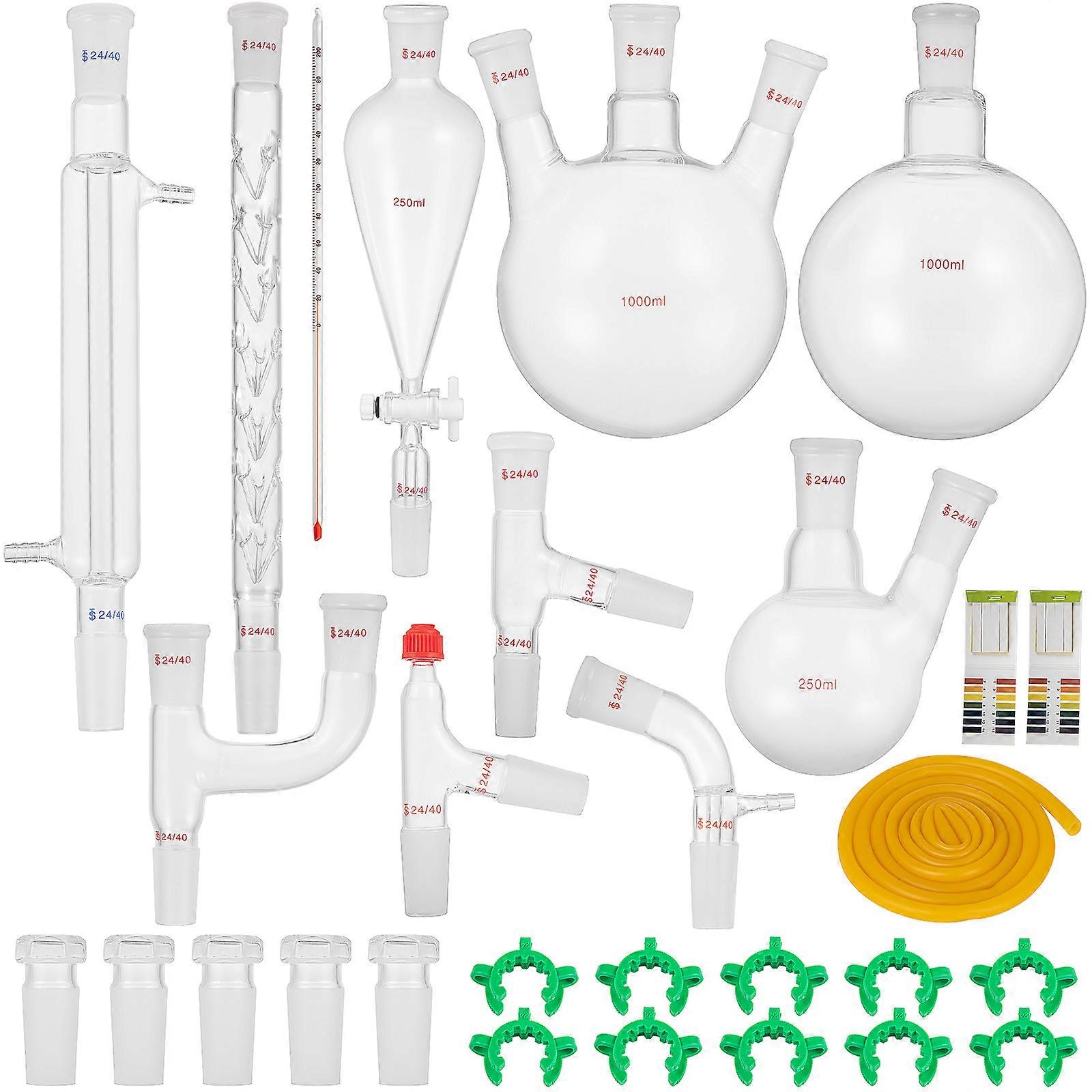 24/40 συσκευή απόσταξης εργαστηρίων glassware εργαστηρίων χημείας γυαλικών 29pcs