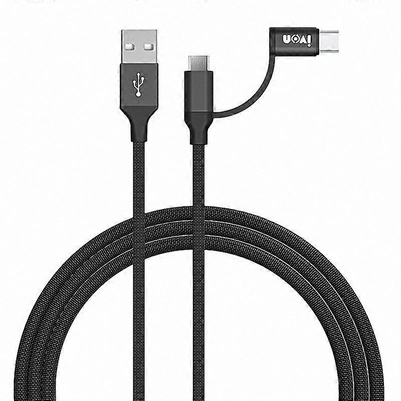 IVON 2 in 1 USB to Type-C + Micro USB Cable, Length: 1m