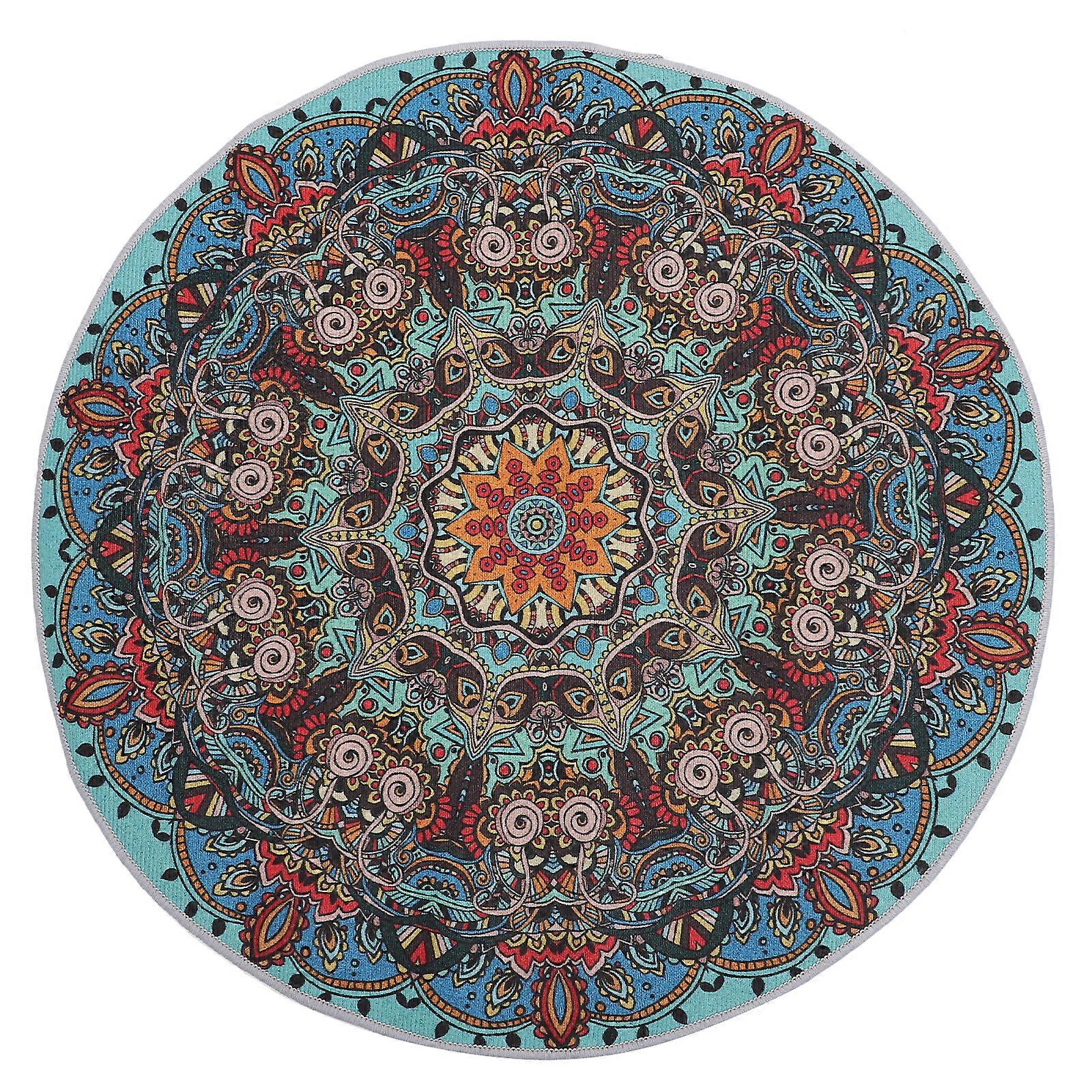 Boho Round Rug Washable Round Floor Rug Soft Circle Bedroom Rug Colorful Circular Carpet