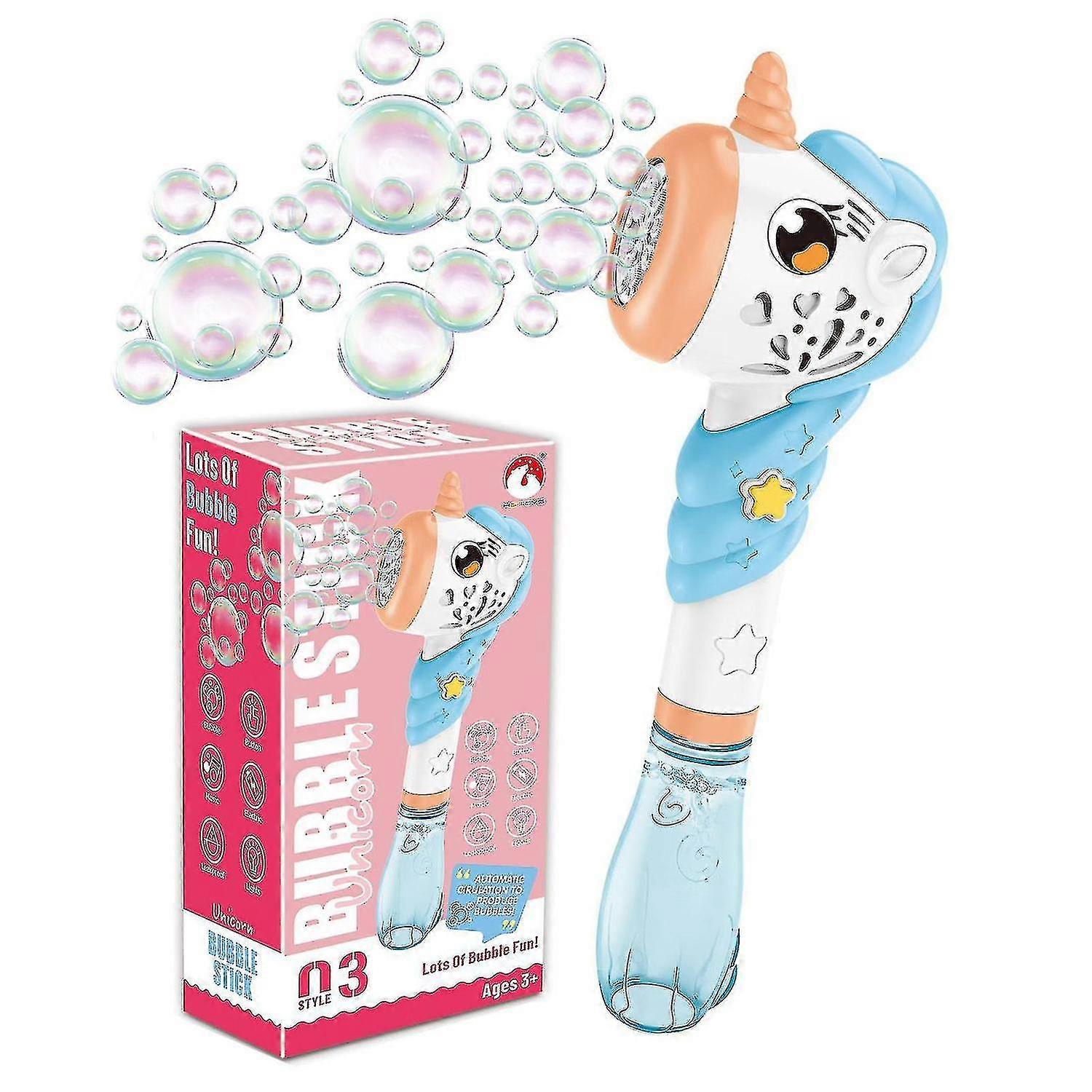 Automatische Seifenblasenstäbe, Seifenblasenblasen mit Lichtergeräusch für Kinder Tragbarer Seifenblasenmacher für