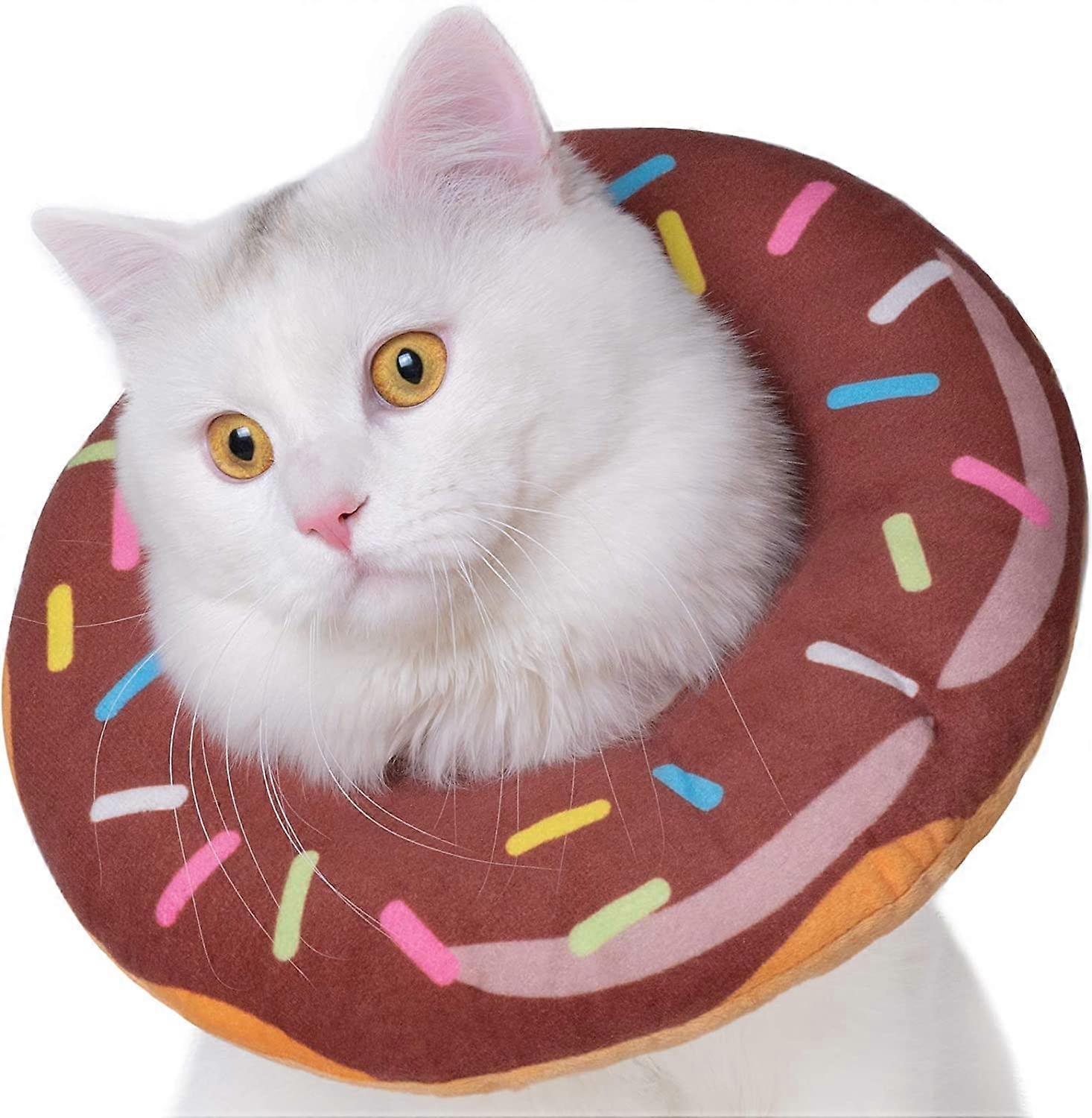 Adjustable Cat Recovery Collar, Cute Cat Donut Collar, Soft Cone Collars for Cat, Wound Healing Protective Cone After Surgery Elizabethan Collars for 