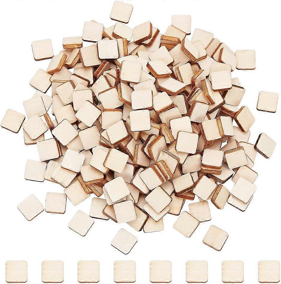 300 Pcs Unfinished Wood Pieces 0.4x0.4 Inch Rectangle Blank Wooden Cutouts Basswood Sheet Craft Wood Sheets Board for Wood Burning Arts and Crafts Woo