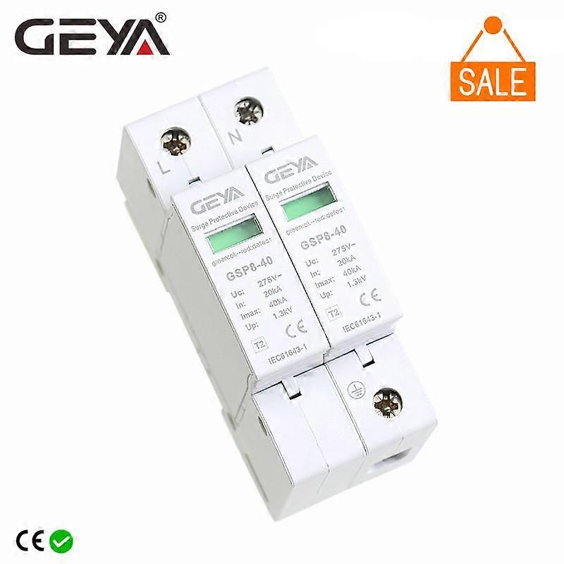 Free Shipping GEYA GSP8 2Pole Surge Protector 220V Din Rail SPD AC275V AC385V 400V 440V 40KA SPD House Surge Protector