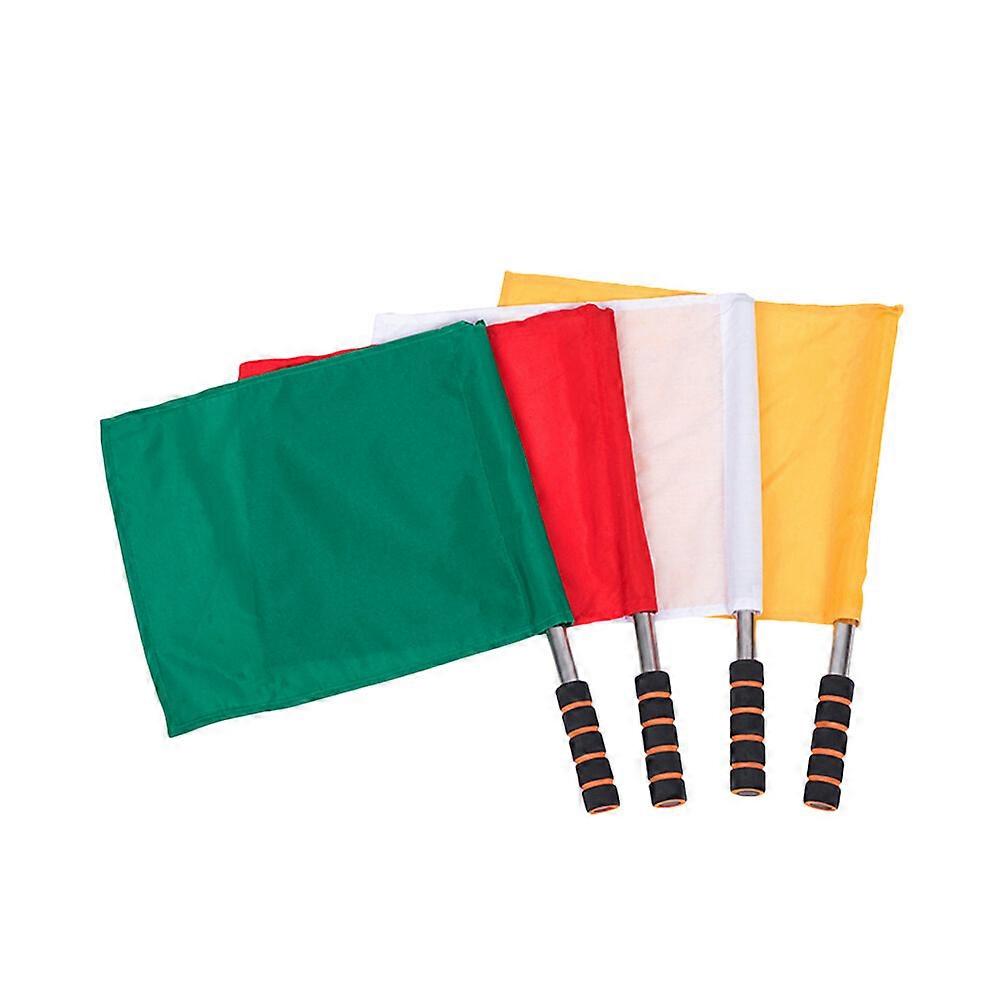 4pcs Drapeaux De Signalisation De Main Match Drapeau D’arbitre En Acier Inoxydable Pole Command Drapeau (Jaune, Rouge, Vert, Blanc)