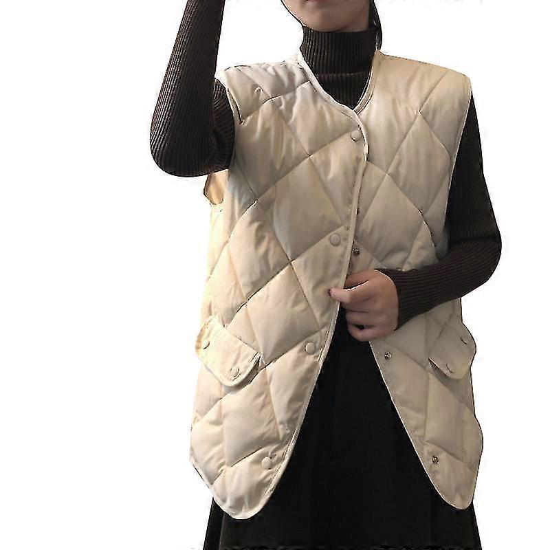 Chaleco de mujer Versátil Chaleco de algodón de otoño Chaqueta acolchada suelta Chaleco de algodón Ropa de algodón