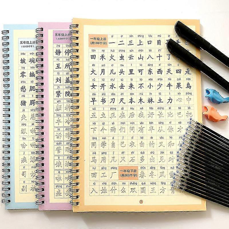Reusable 3d Groove Practice For Copybook Synchronized Textbooks Chinese Characters Children Practice Art Writing Books Age 6-18