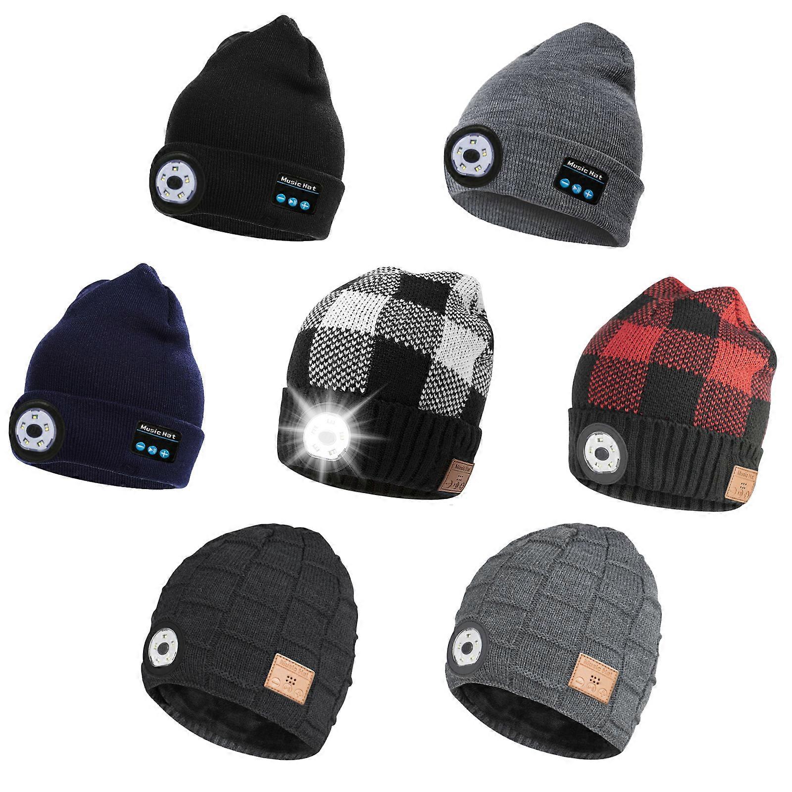 Wireless Bluetooth LED Hat with Music Speakers Light Beanie Rechargeable Hat
