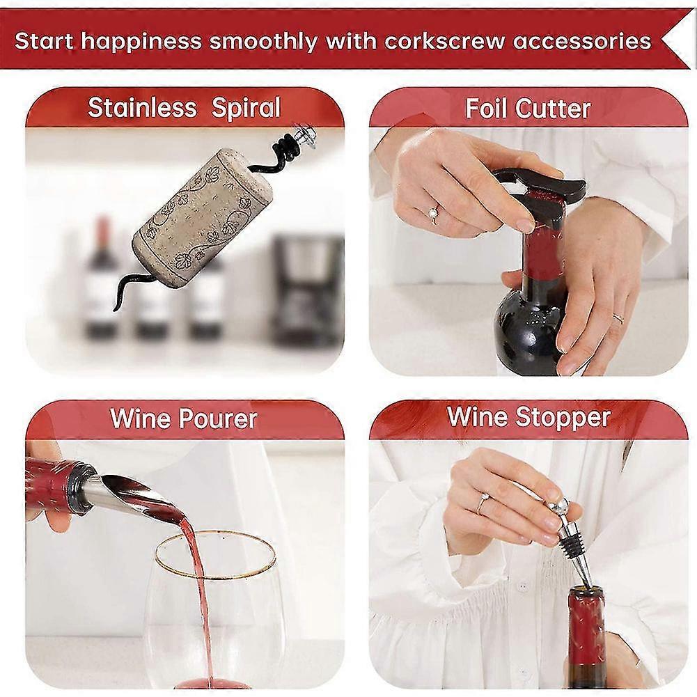 Wine Opener, Rabbit Corkscrew with Luxury Gift Box, Premium 5-Piece Set