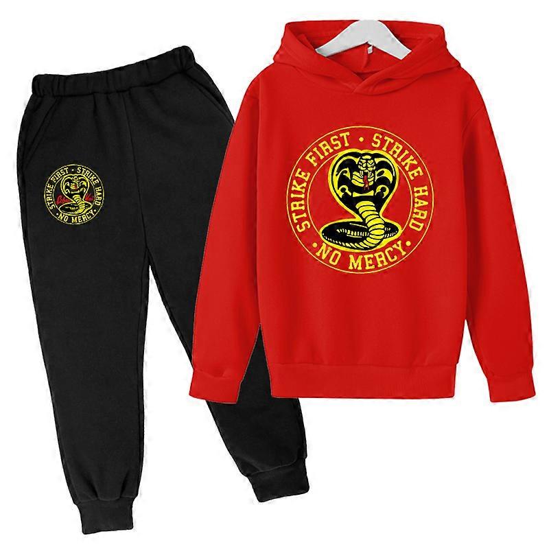 Printemps Automne Garçons Casual Cobra Kai Imprimer À Manches Longues Pull  Sweat À Capuche Pantalon Vêtements 2PCS Survêtement 4-14 Années Fille