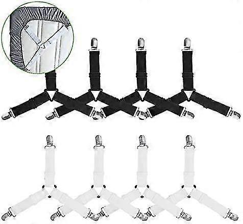 8pcs Fitted Sheet Stretcher, 3-way Adjustable Triangle Straps With Heavy Duty Clips, Elastic Straps For Bed Sheets For Mattress Covers And Sofa Cushio