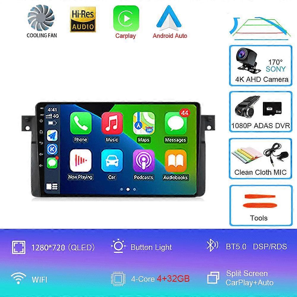 Android 14 Carplay Radio auto pentru BMW E46 M3 1998 1999 2000 2001 - 2006 Navigație GPS Multimedia Player stereo wifi + 4G BT 2 DIN