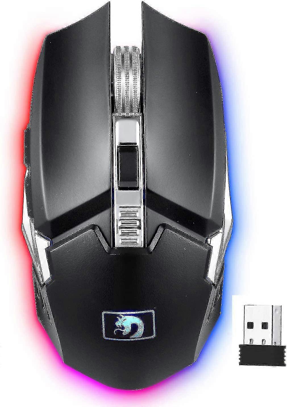 M212 Rechargeable 2.4g Wireless Mouse,4 Dpi Mode,side Buttons,4 Led Backlits,power Saving(black)