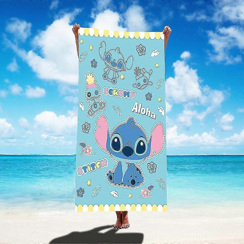 2023 1pc 75x150cm Disney Lilo & Stitch Beach Towel Soft Absorbent Bath Towel Children Boys Girls Pool Party Gift Microfiber Bath Towe