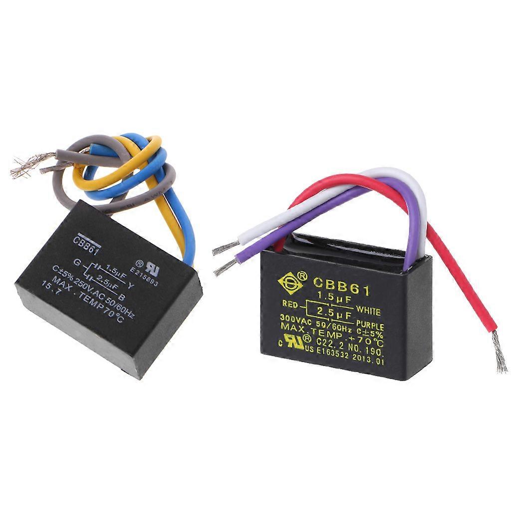 Black CBB61 1.5uF+2.5uF 3 Wires AC 250V 50/60Hz Capacitor For Ceiling Fan