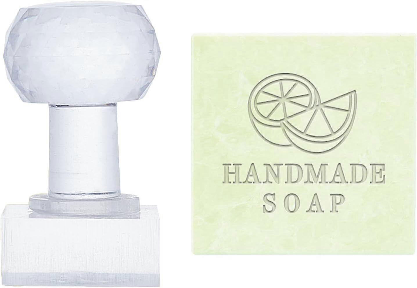 Acrylic Soap Stamp Lemon Handmade Soap Stamp with Handle Rectangle Soap Chapter Imprint Stamp Embossing Stamp for Cookie Clay Pottery Biscuits Gummier