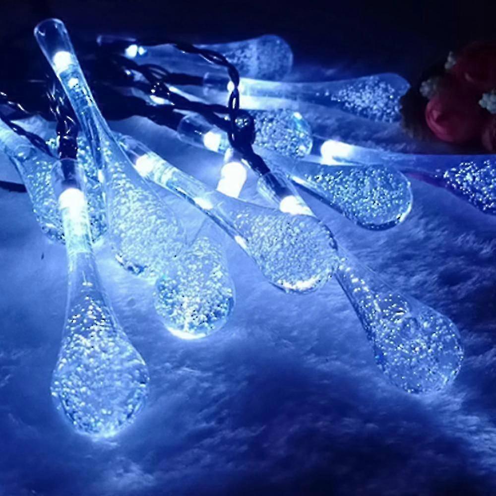 Solar String Lights, 8 Modes Solar Teardrop String Lights - 30 Led 21.3ft Solar String Lights