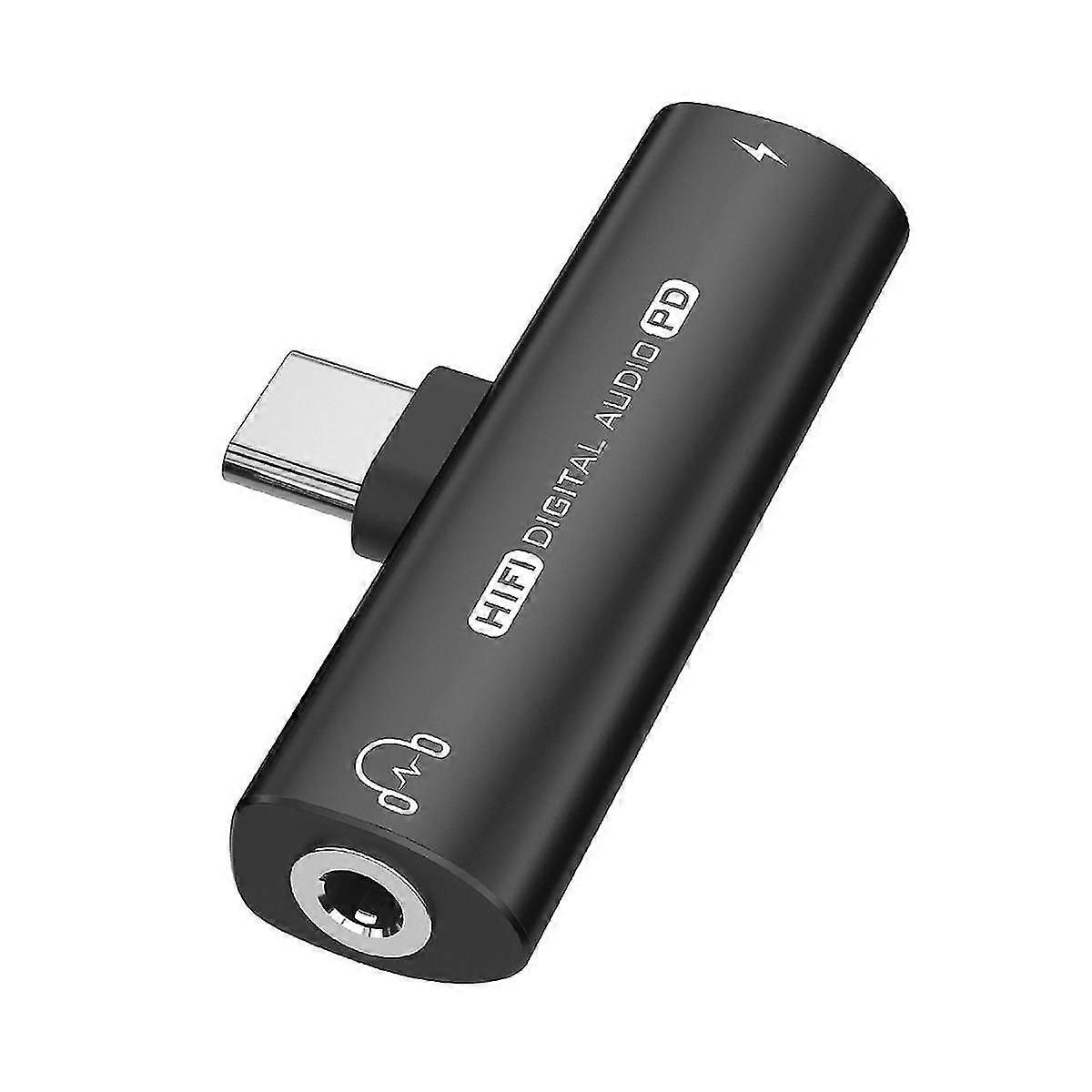 2In1 USB Type-C to USB C/3.5mm Earphone Adapter Headphone DAC Audio Converter 32Bit/384KHz Digital