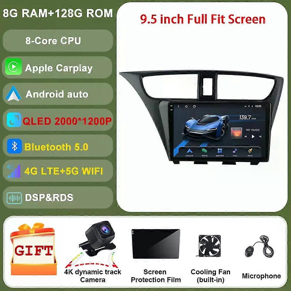 For Honda Civic Hatchback 2012 - 2017 Android Dsp Car Radio Multimedia Video Navigation Stereo Head Unit Gps Qled Screen Carplay