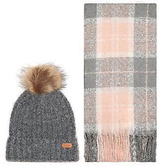 Barbour Saltburn Beanie & Tartan Scarf Set