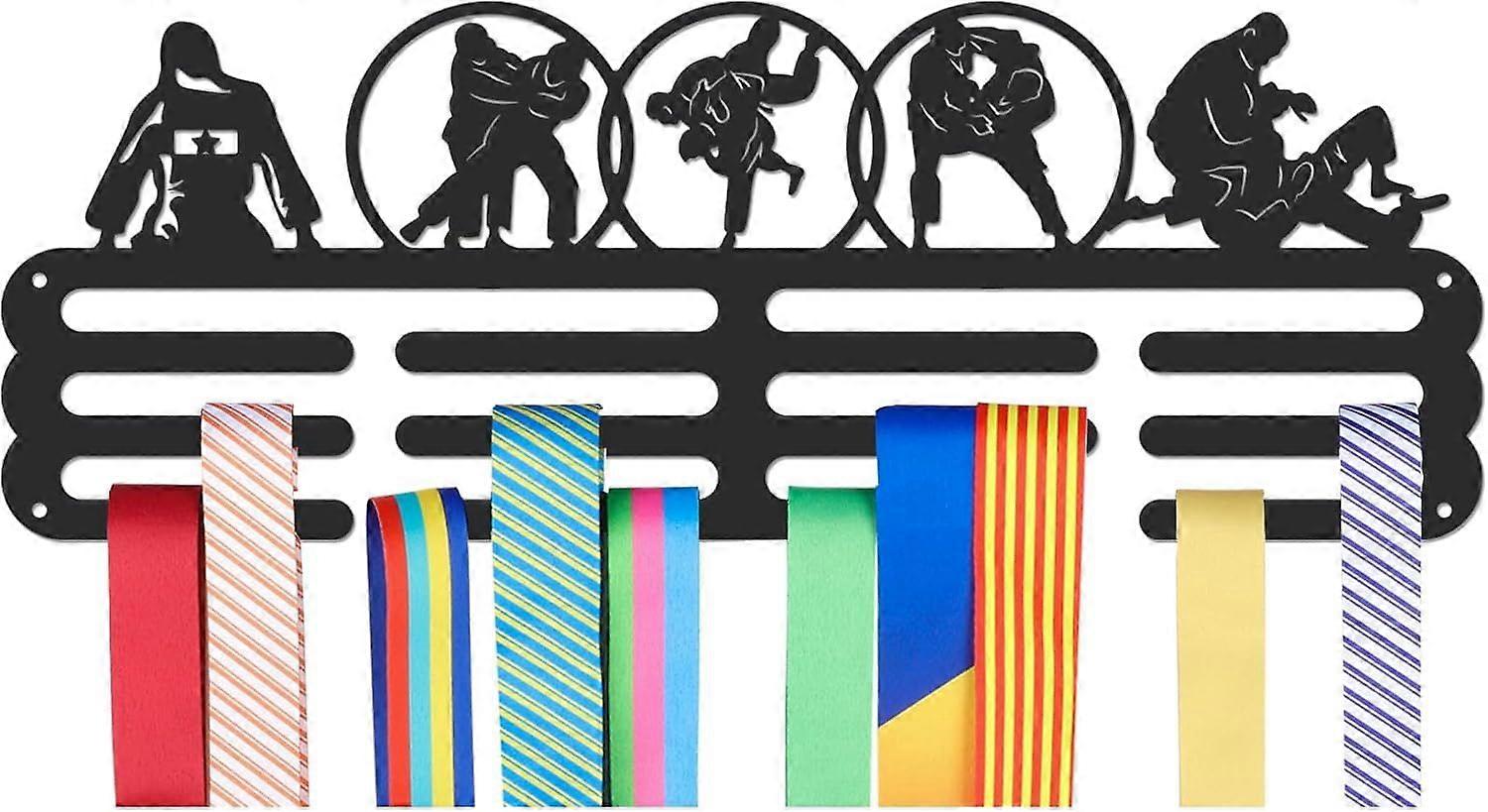 メダルハンガーディスプレイホルダーラック柔道テーマメダルディスプレイ壁掛けフレームスポーツメダルホルダーラック競技用メダル壁掛けディスプレイMO