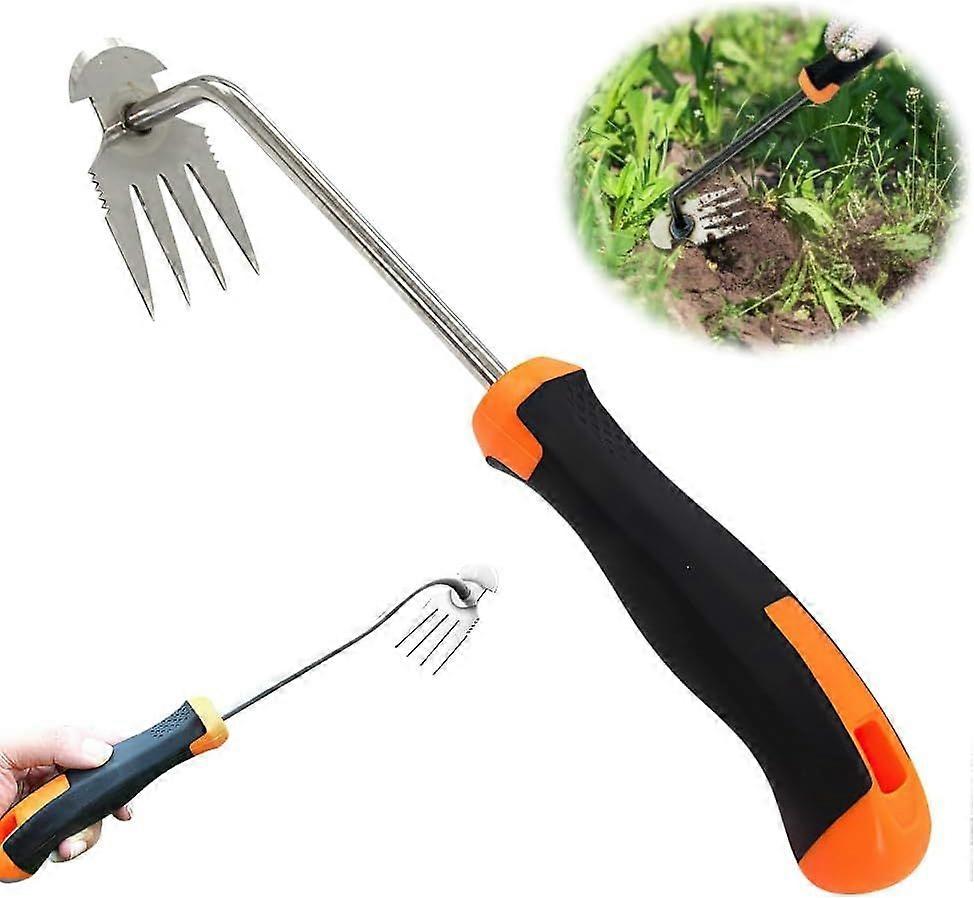 Pcs Weeding Tool, Manual Weeding Tool, Garden Weeding Artifact, Stainless Steel Weeding Tool, Stainless Steel Weeding Tool(4-tooth rubber handle)