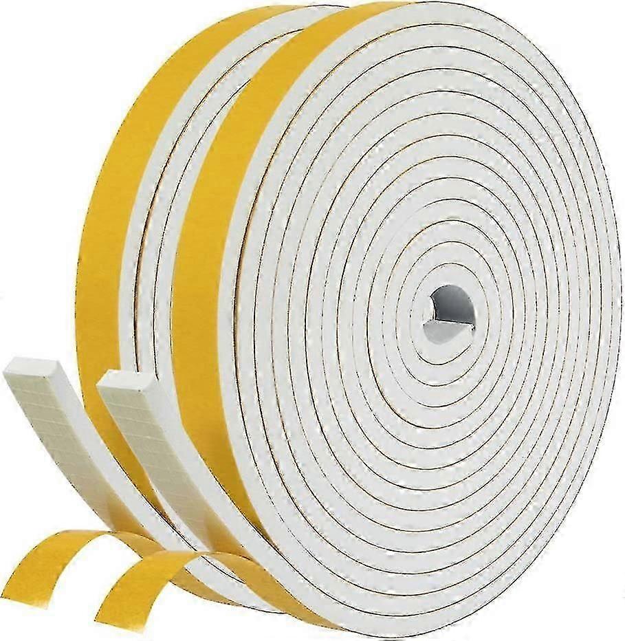 Adhesive Seal For Door Entrance Window, Rubber Foam Insulation Seal 2 Rolls 12mm X 6mm X 4m Total 8m, Seal Cold Noise Insulation, Shockproof Proctecti