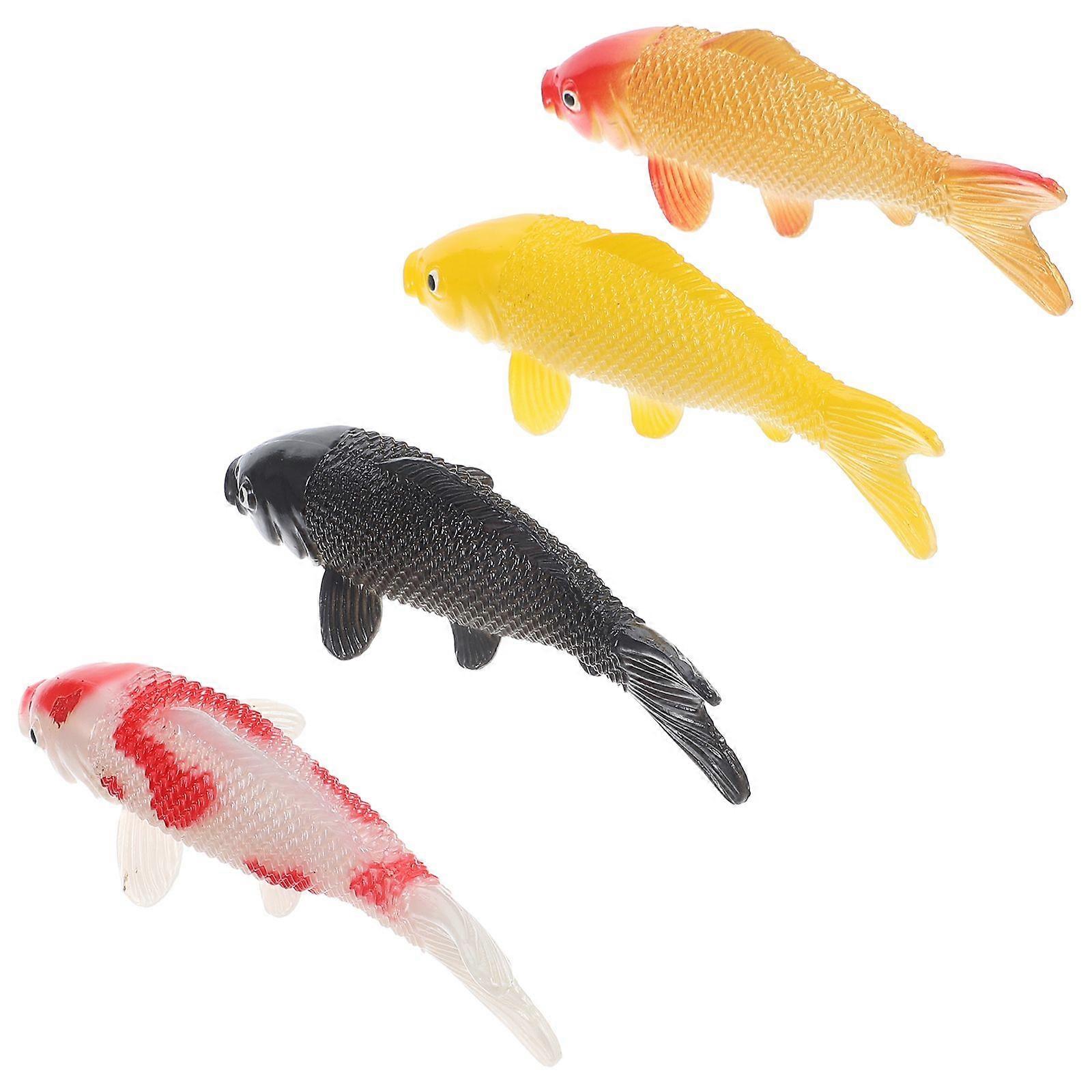 4pcs Colorful Fake Fish Model Fish Tank Decorative Simulation Fancy Carp Fish