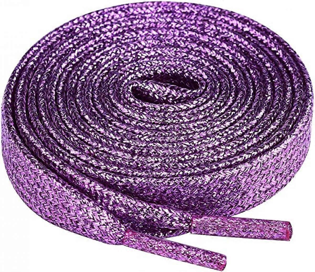 2 Pairs Flat Glitter Shiny Metallic Shoe Laces, Colorful Sequin Shoelaces110cm