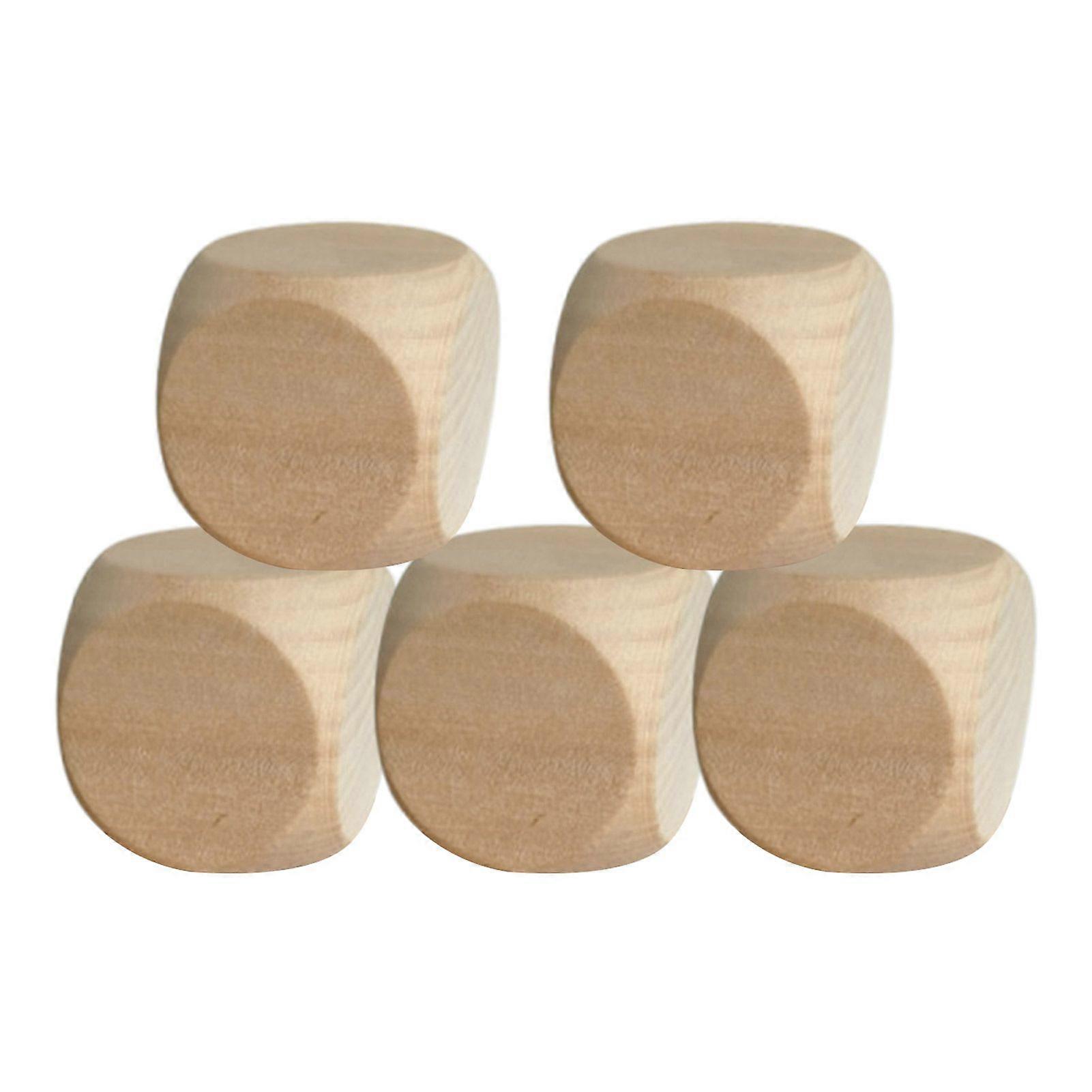 5Pcs 2/3/4/5/6/7CM Wooden Dice Rounded Corner Six-Sided Giant Dice DIY Hand Painted Gaming Dice Heavy Duty Block Cube Game Night Props