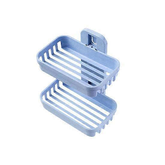 Wall Mounted Soap Box Double Layer Punch Free Hollow Drain Rectangle Keep Soap Dry Shower Soap Dish Holder Container Saver Bathroom Supplies