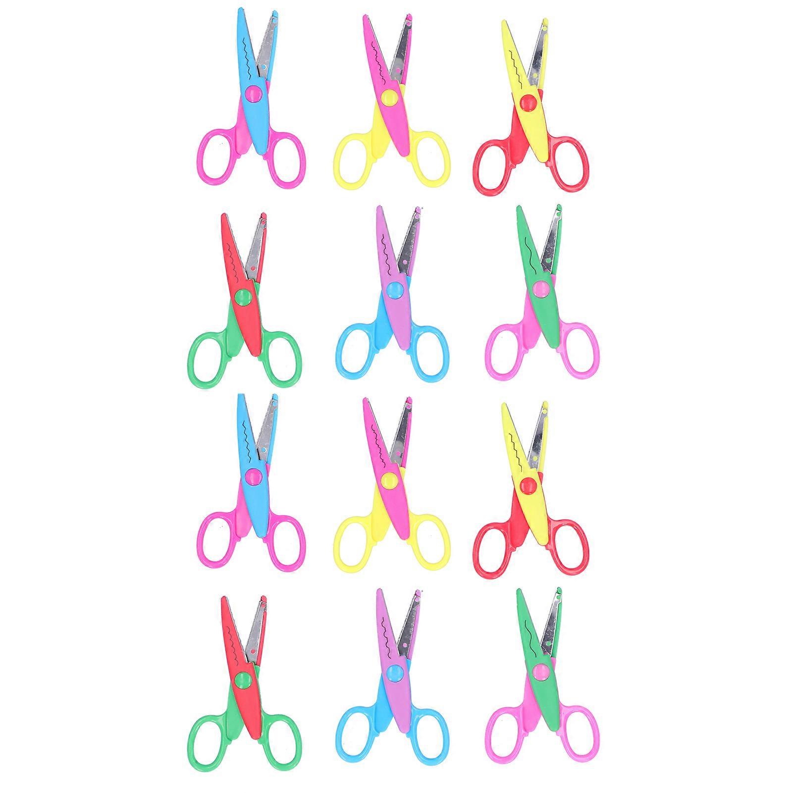12pcs DIY Children Craft Scissors Art Decorative Paper Edge Scissors for Scrapbooks